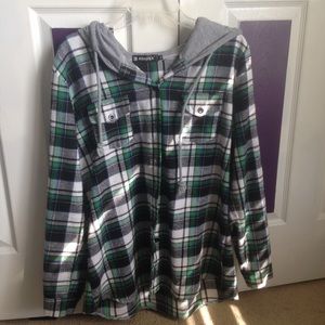 Green Plaid Light Jacket Women's XL